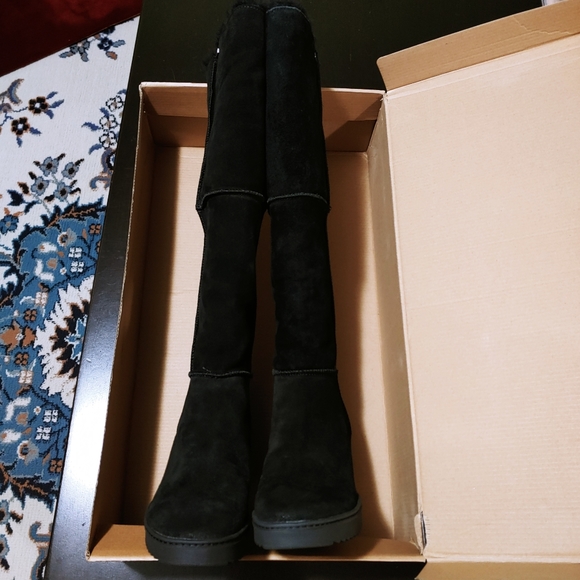 Sofft Waterproof Suede Shearling Tall Boots Comfy Wedge Heel Snow Winter Boots 7 - Picture 12 of 16